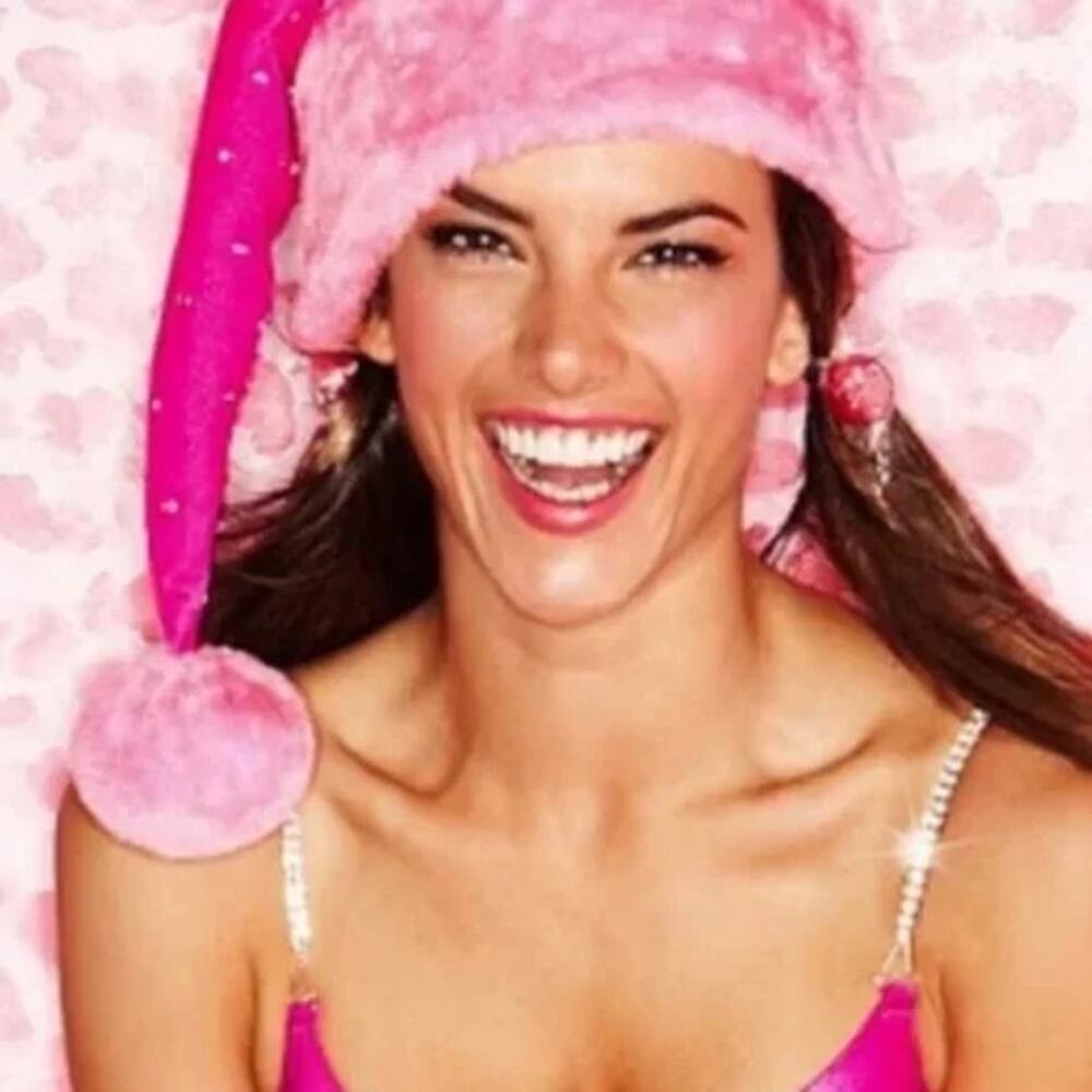 Vintage Victoria's Secret Sexy Little Things Pink Bling rhinestone Santa Hat New - Picture 2 of 6